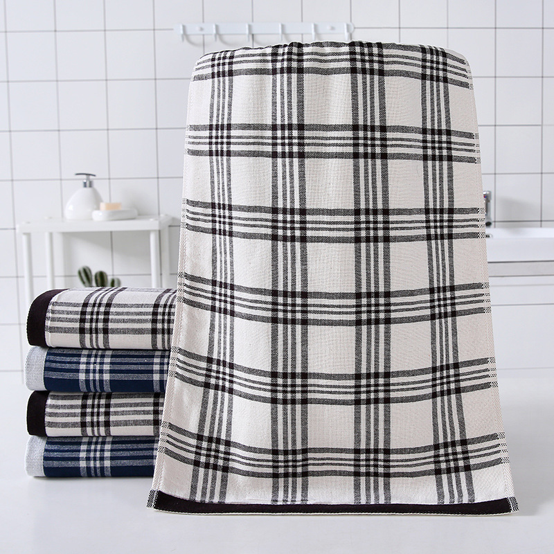 Bomullsmuslin ansiktshandduk rutig japansk stil bröllopspresent_voghion.com