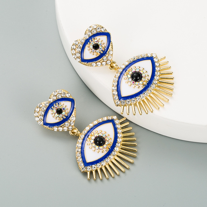 Alloy Inlaid Rhinestone Devil's Eye Earrings display picture 5