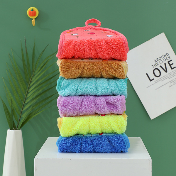Coral velvet hand towel hanging style kitchen thickened cleaning…