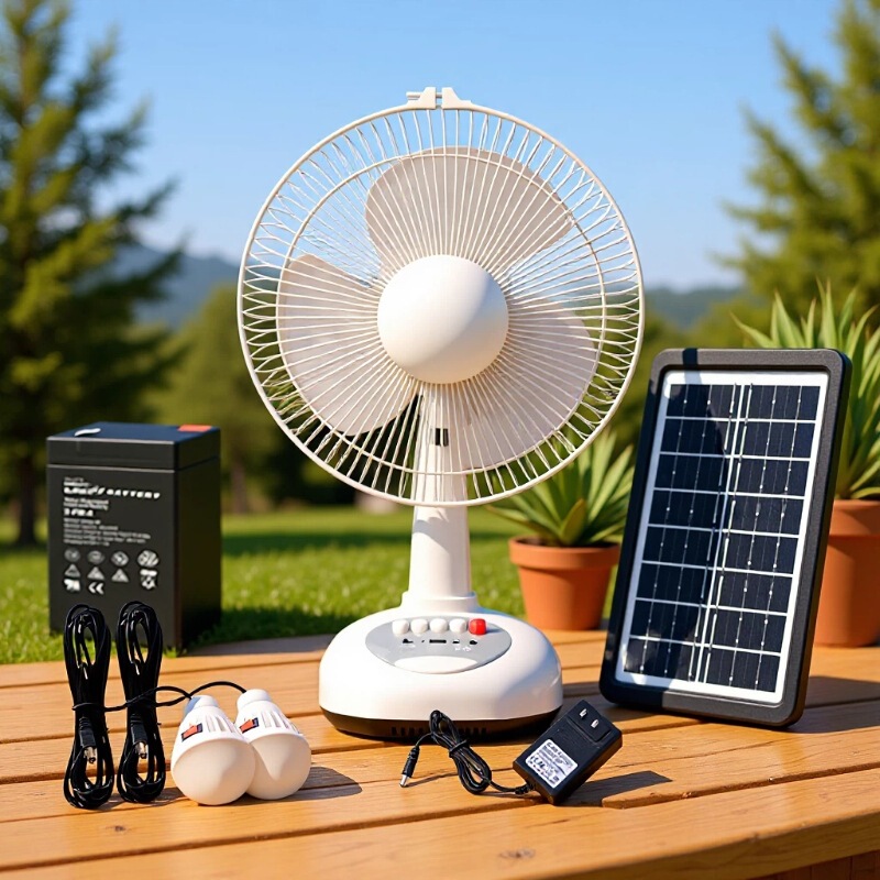 Southeast Asia 052 Ac/Dc Solar Fan Set with Oscillation, Rechargeable, with Light, Table Fan, Solar Powered Southeast Asia 052 Ac/Dc Solar Fan Set with Oscillation, Rechargeable, with Light, Table Fan, Solar Powered