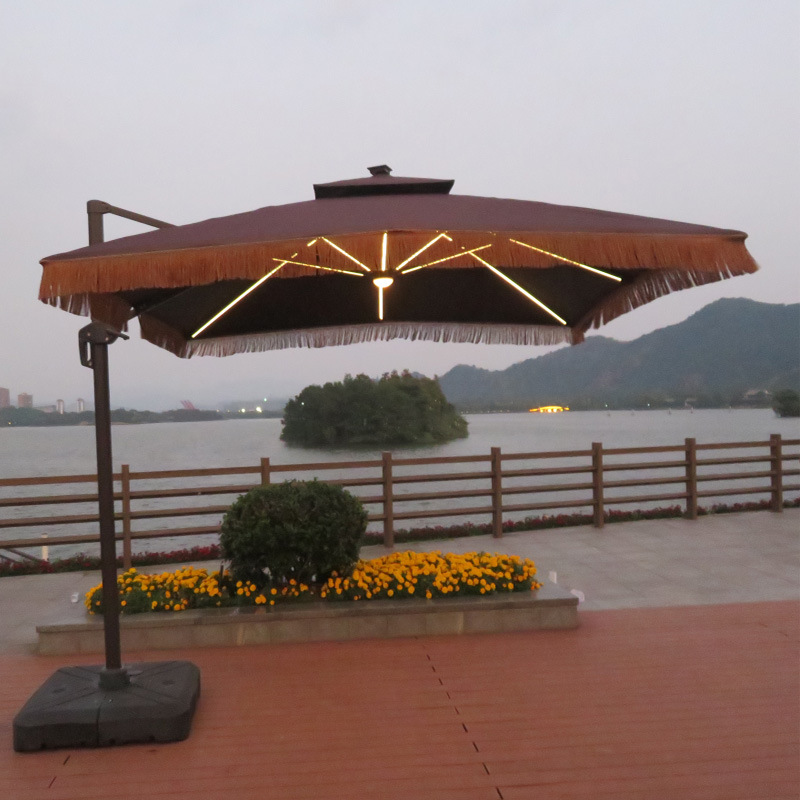 易语风 流苏垂边罗马伞户外伞太阳伞遮阳伞广告伞侧边伞LED灯光伞