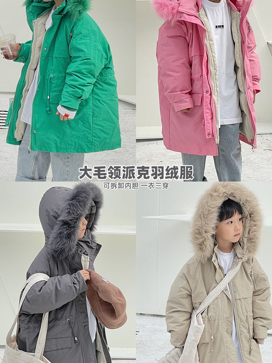 Nueva Chaqueta de Plumón con Cuello de Piel Grueso, una Prenda con Tres Formas de Uso, Forro Interior Desmontable, Abrigo con Capucha para Invierno, Venta al por Mayor.