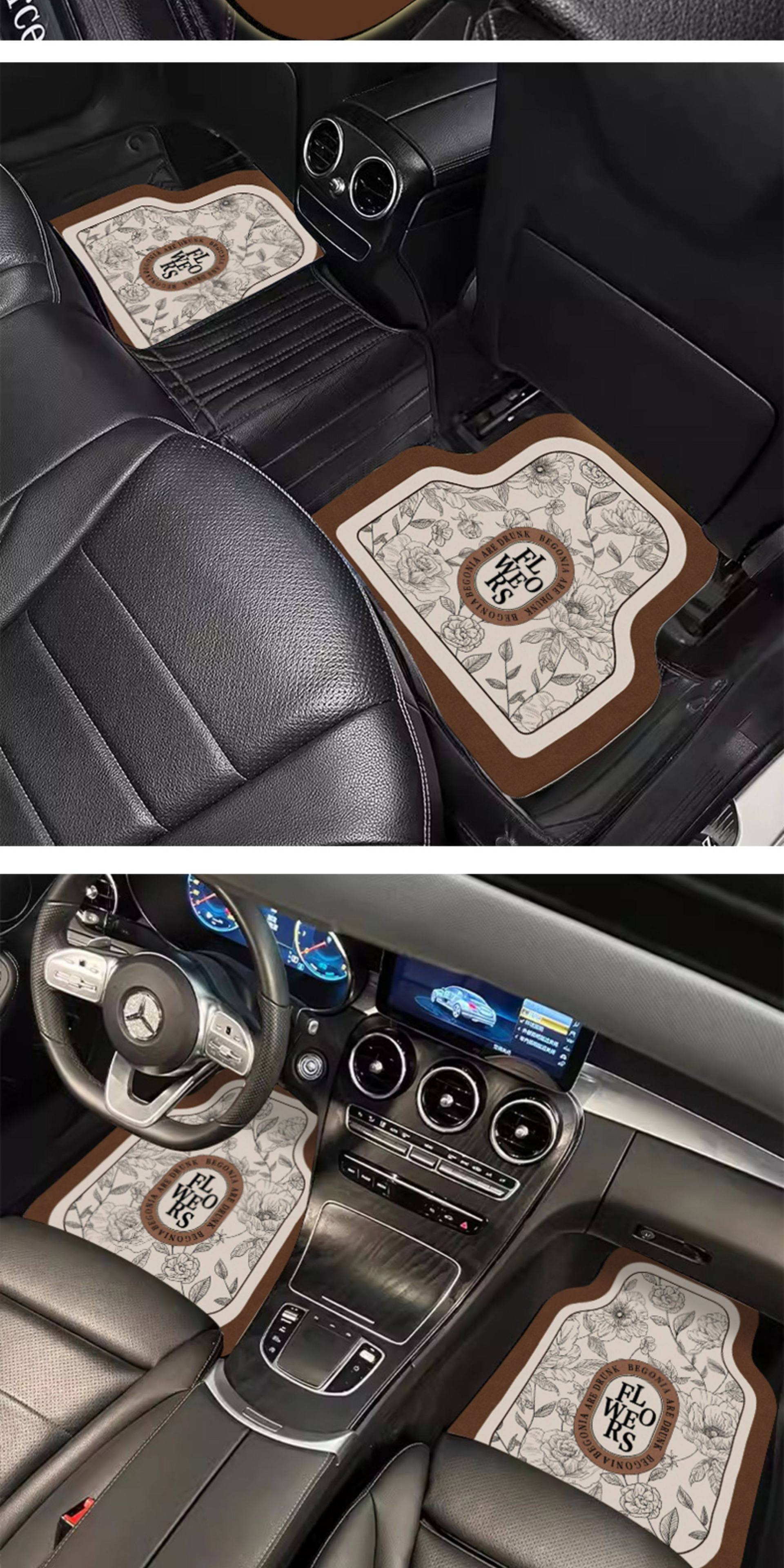 Car Floor Mats, Universal for All Seasons, High-End Diatom Mud, Non-Slip and Dirt-Resistant, Women's Car Interior Decorative Mats