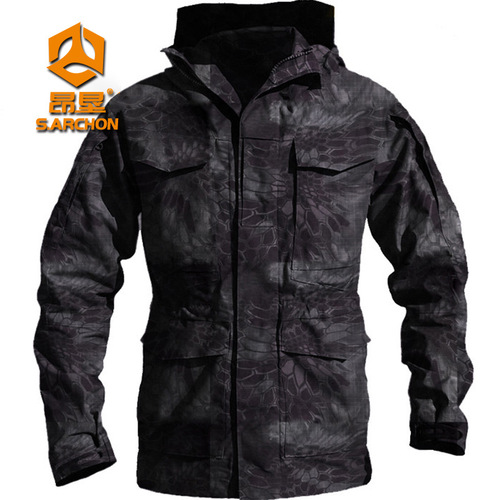 Angken Spring and Autumn Spy Shadow Tactical Jacket Men's M65 Military Fan Windbreaker Mid-Length Waterproof Outdoor Functional Assault Clothing