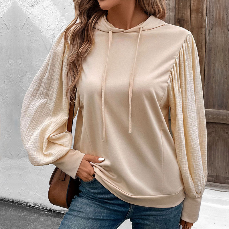 fashionable elegant solid color sweatshirt with hood