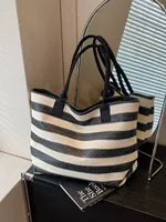 Woven capacious straw shoulder bag for leisure one shoulder