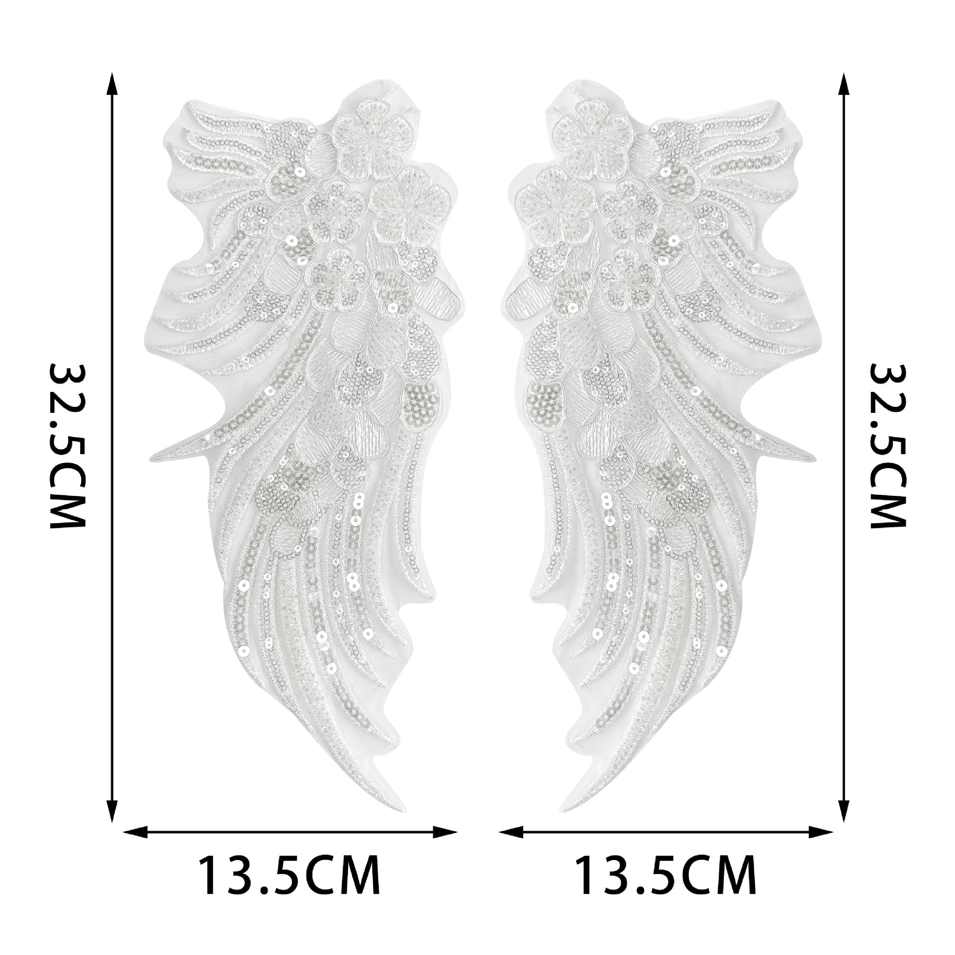 sequillas blancos y negros alas bordadas flores a flores vestido de boda espectáculo vestido de baile accesorios de tela peina pegatinas image 5