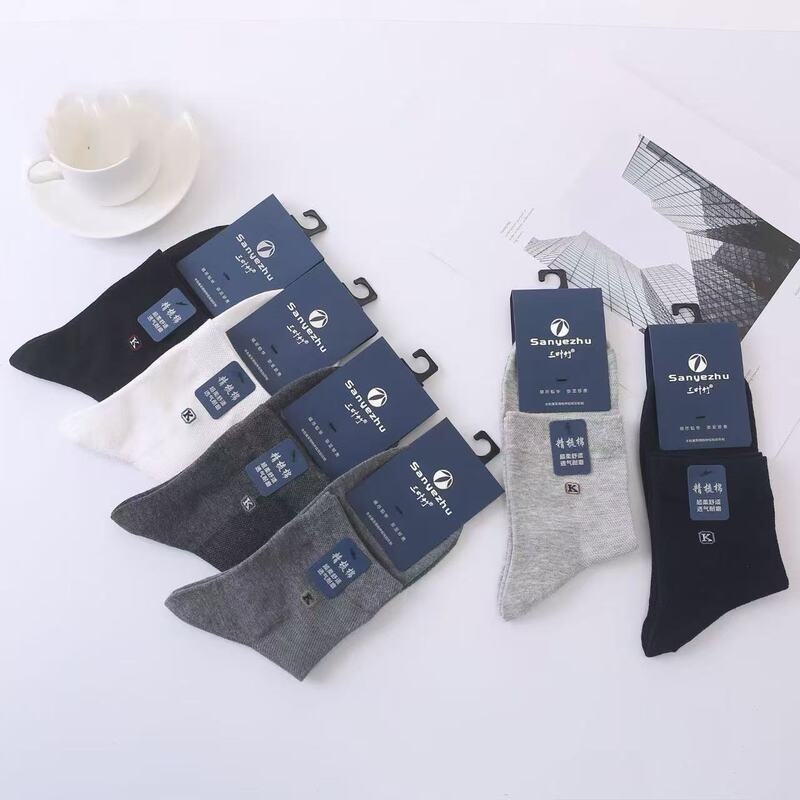 All-In-One Spring and Summer New Men's Thin Mesh Mid-Tube Cotton Socks, Casual Business Breathable Sweat-Absorbing Mesh Seamless Socks
