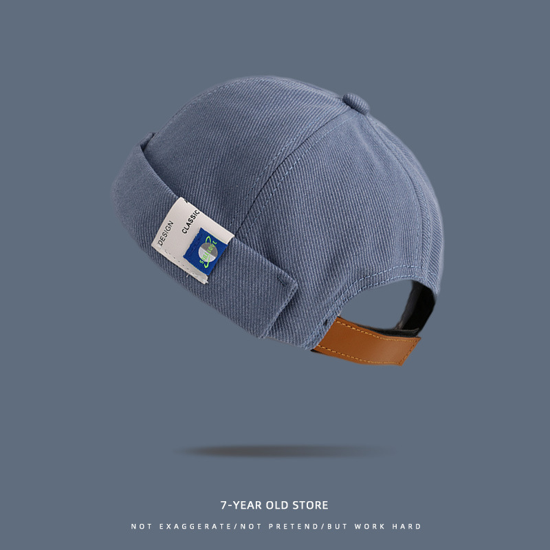 Sombrero de piel de melón sin aleros de hip-hop callejero japonés, estudiante, sombrero de propietario retro callejero, sombrero yuppie de moda coreana, hombre