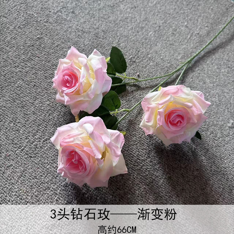 Rosa roja cascada flor artificial pared Punch-en apoyos boda arreglo de flores decoración del hogar 3 diamante rosas