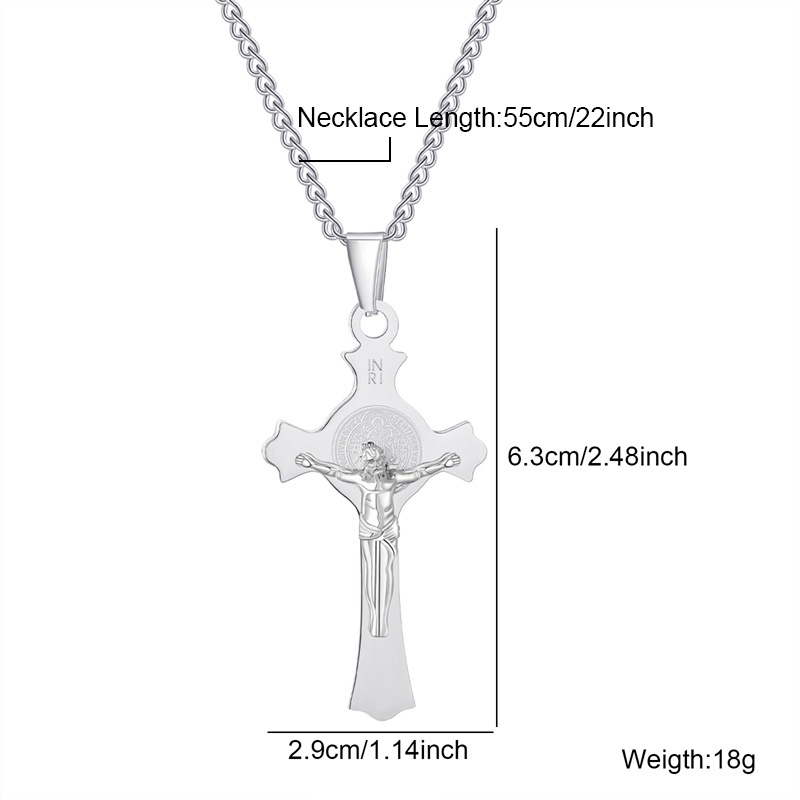 Cross Pattern Hip-Hop Retro Cross 304 Stainless Steel Plating Men's Pendant Necklace