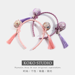 Children's Birthday Gift Chinese Style Creative Headband with Red Tassel and Ribbon, Hanfu Accessory Prop