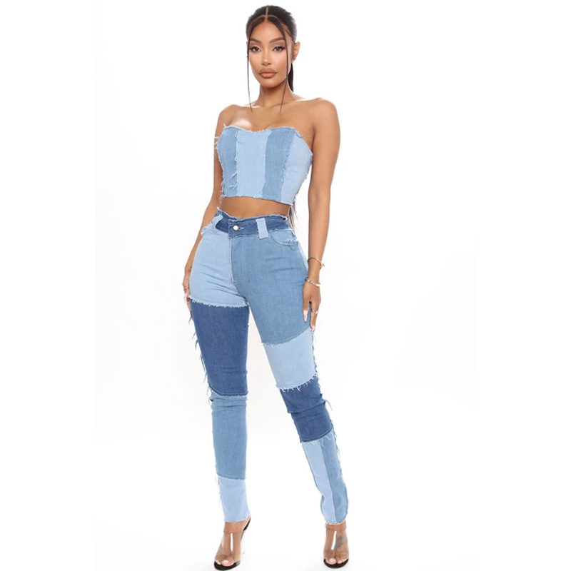 Women's Denim Pants spring Autumn New Super Elastic High Waist Tassel Pencil Slim Fit _voghion.com