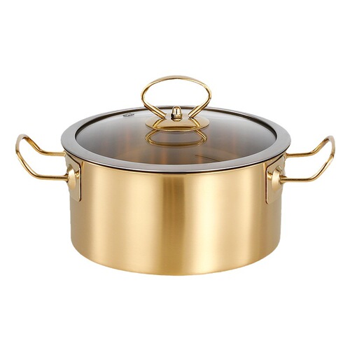 Wholesale factory single-person hot pot, one person one pot rotating small pot, universal for induction cooker and gas stove, gold-colored pot