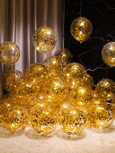 Wedding transparent gold sequin balloons wedding wedding room bedroom room decoration internet celebrity birthday scene layout