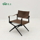 麦古 Nordic Hyundai Персонализированное искусство американское сельское сельское сельское директор режиссер -стул ресторан ресторан столовая седло кожа