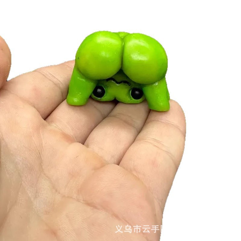 跨境Cheeky Miniature Frog Figurine调皮微型青蛙摆件露屁股青蛙|undefined