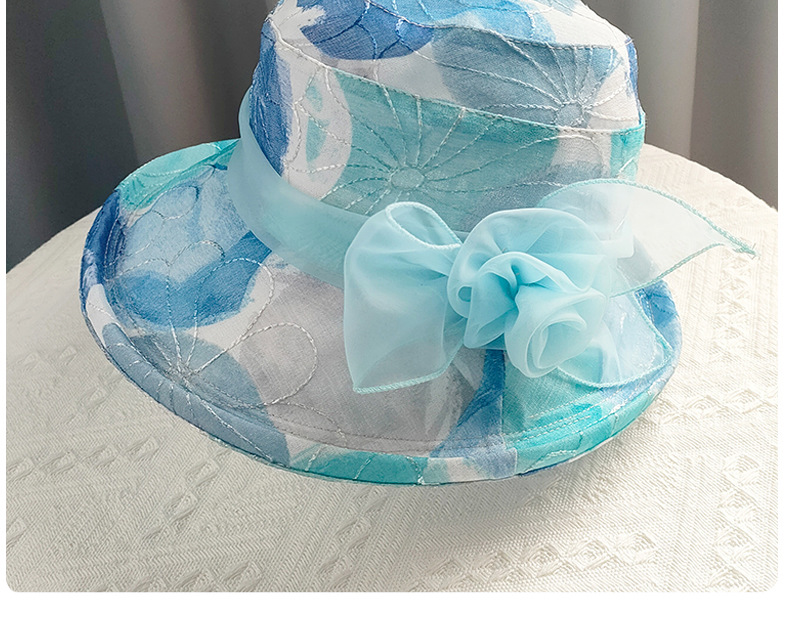 Mujeres Estilo Clásico Bloque De Color Flores Aleros Planos Sombrero De Copa display picture 5