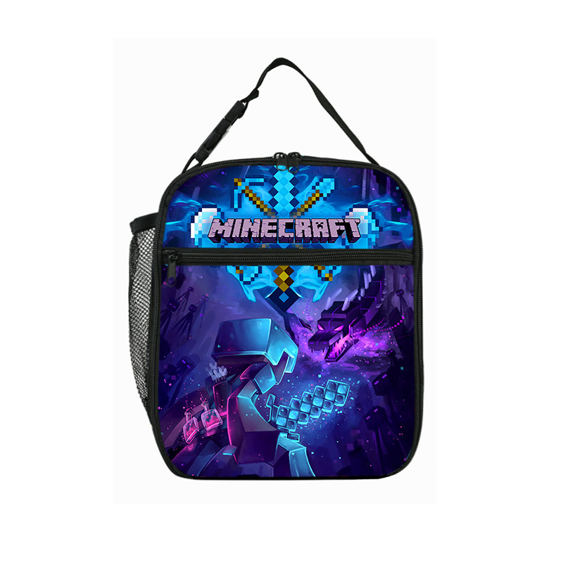 Minecraft Bolso de comida para estudiantes de primaria Minecraft Bolso de hombro portátil para niños Caja de aislamiento Bolsa de almuerzo portátil de campo