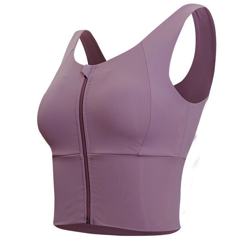 ropa interior deportiva de mujer de verano vestir chaleco bra frontal cremallera correa de pecho bra de brazo fábrica de comercio al por mayor