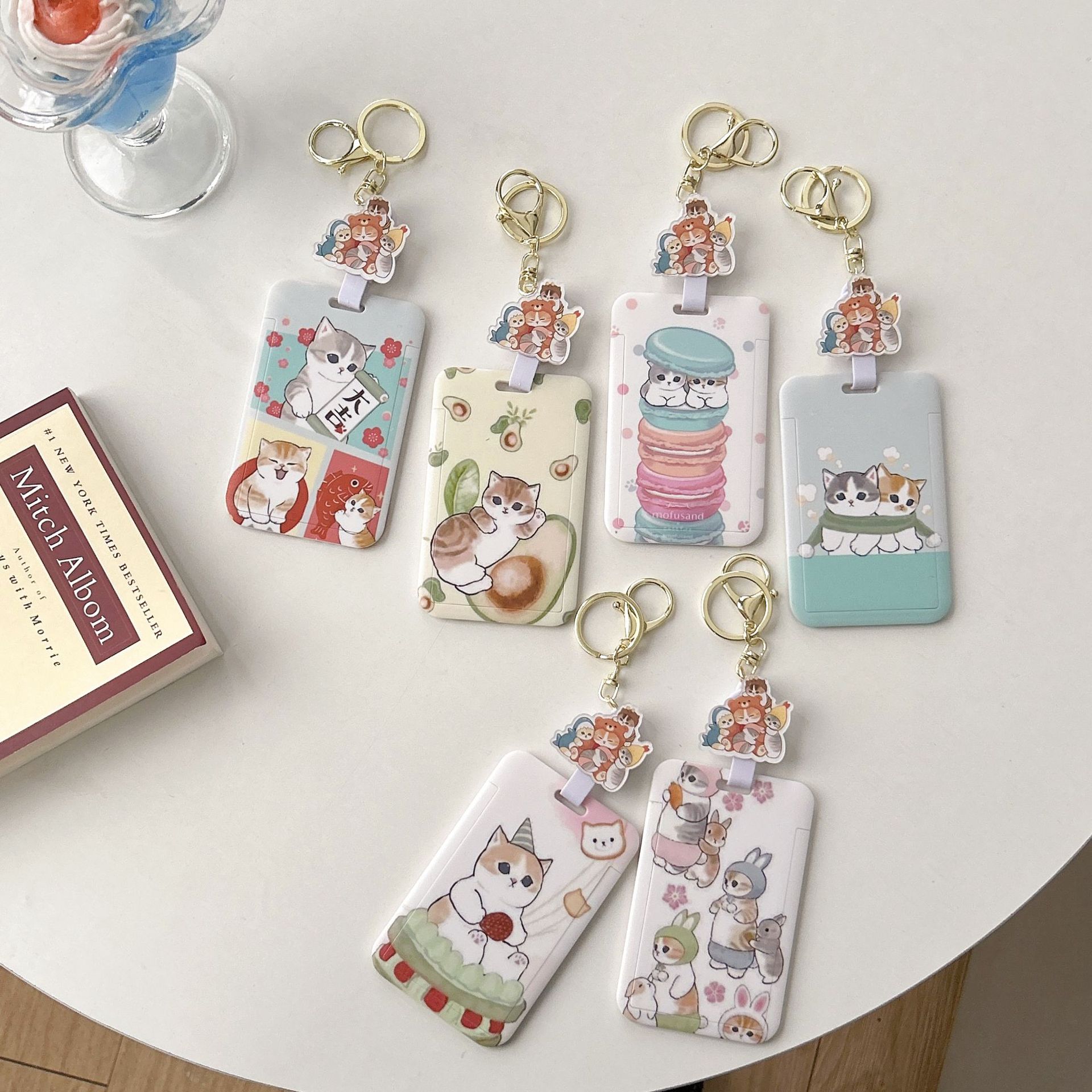 伸缩卡套鱼猫福珊猫卡通儿童公交饭卡接送胸卡幼儿园校牌长绳挂包