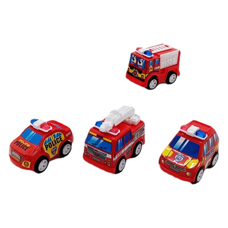 Small toy factory mini pull back fire truck children's toy boy maintenance car ladder car desktop decoration model