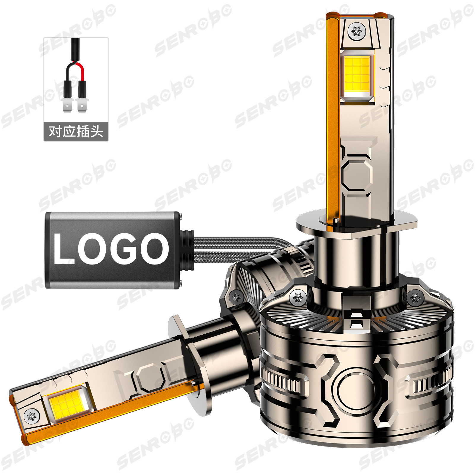 Nuevo faro de automóvil transfronterizo LED Cuatro tubos de cobre 24 núcleos 300W de alta potencia H7 luces altas 9005