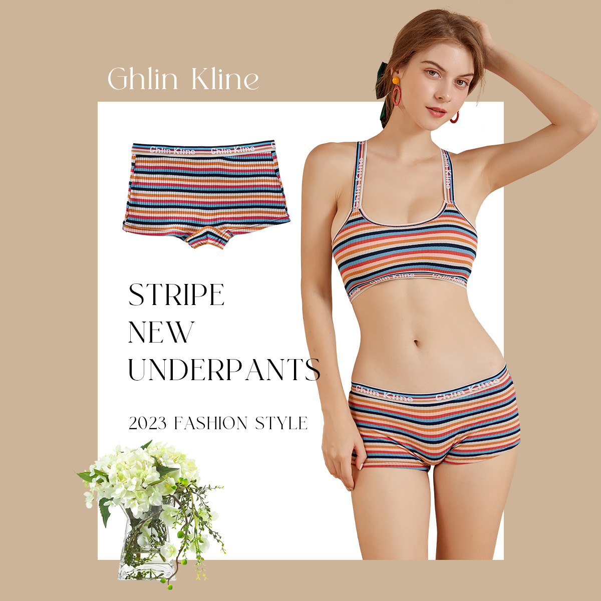 Calzoncillos Boxer a rayas retro Calzoncillos Boxer de cintura media para mujer moda europea y americana más ropa interior de algodón ropa interior sin exposición