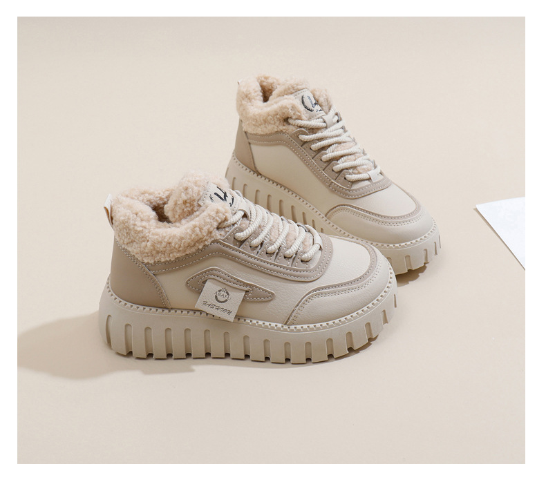 Stivali da neve alti in velluto invernale per studentesse, scarpe calde casual con plateau, scarpe di cotone_voghion.com