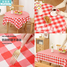 一次性桌布石头布加厚酒店餐馆户外野餐台布防水防油红格子ins风