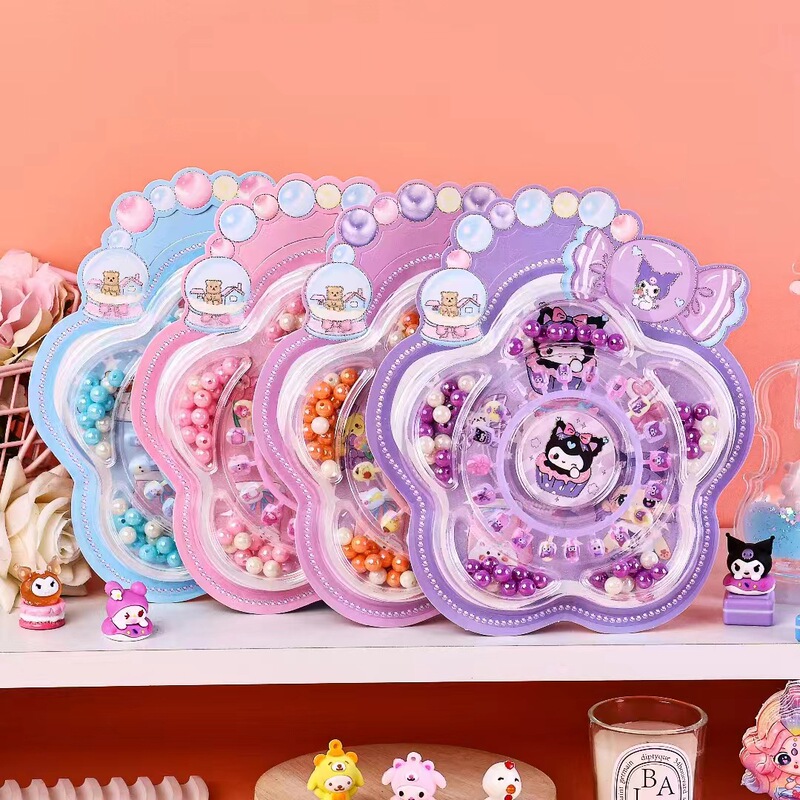 Sanrio Petal Handheld Nail Art suit Children Cartoon Princess Nail Sticker Toy Princess Beaded Nail Sticker