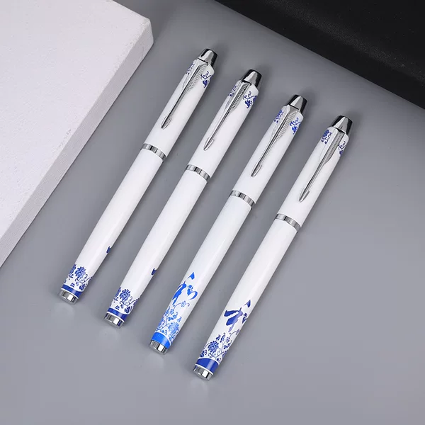 in stock blue and white porcelain metal signature pen creative retro advertising gift pen Chinese style ball pen gel pen water pen