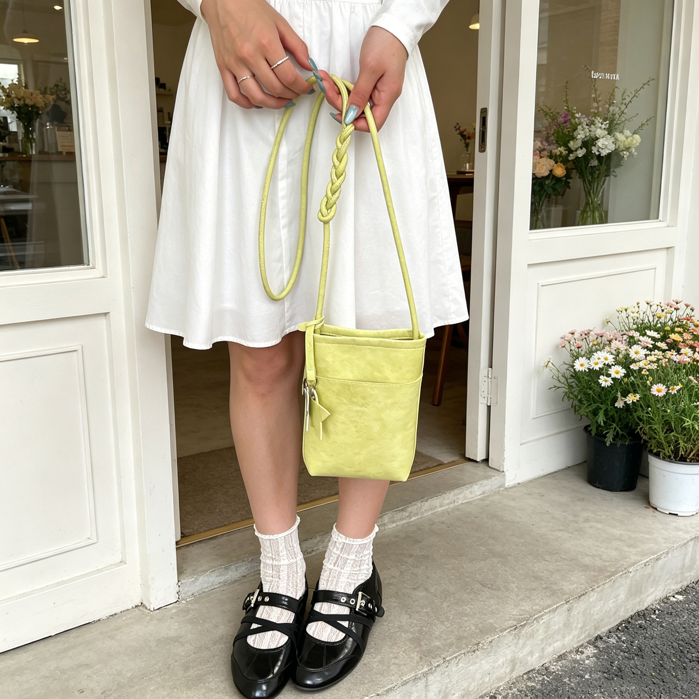 La versión coreana de nicho de color sólido bolso de teléfono móvil para mujeres 2026 verano nuevo pequeño y ligero bolso de hombro pequeño
