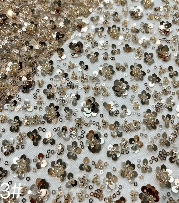 Inventario de flores de ciruela de malla de cuentas bordadas de tubería vestido de boda vestido de moda espectáculo de ropa infantil vestido de tela