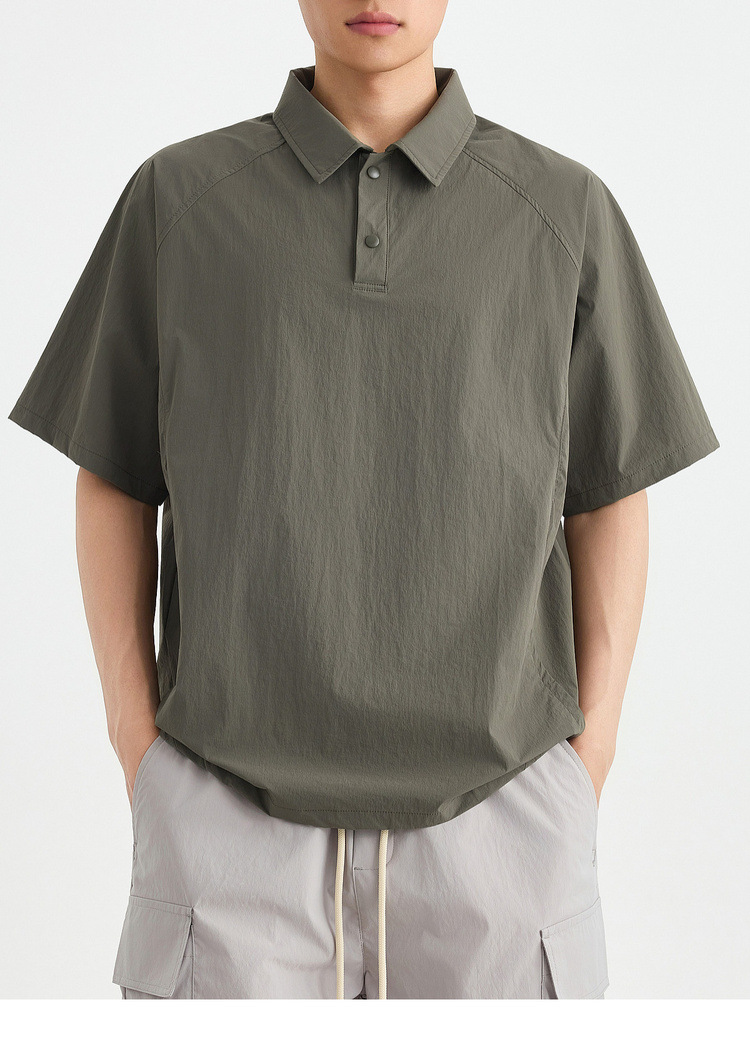 Áo polo nam tay raglan thể thao thành phố, chất liệu nhẹ khô nhanh — Màu trắng sữa chi tiết 37