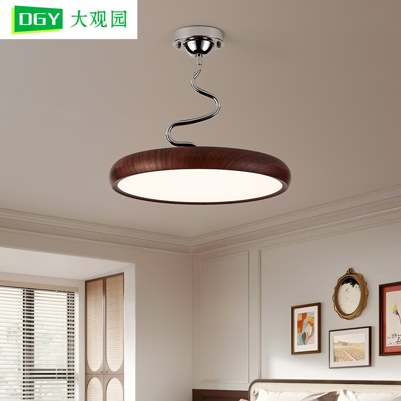 Lámpara de techo para dormitorio de estilo antiguo Daguanyuan, lámpara colgante moderna minimalista de nogal con textura retro para comedor, lámpara colgante con protección ocular 668L