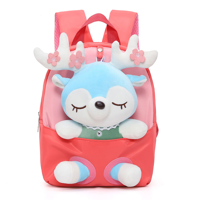 Dibujos animados felpa split ELK lindo niños pequeños mochila kindergarten bebé niña ligera moda lindo mochila