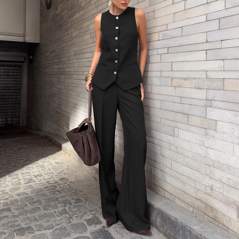 Women's Clothing Elegant Commuter Suit Vest And Trousers Set Spring Summer New_voghion.com