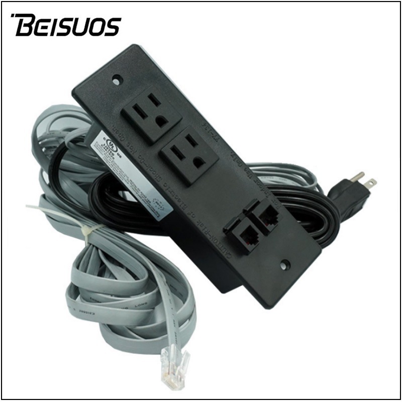 美式美标家具排插带网络线接口 美式多功能办公桌面床头书柜排插