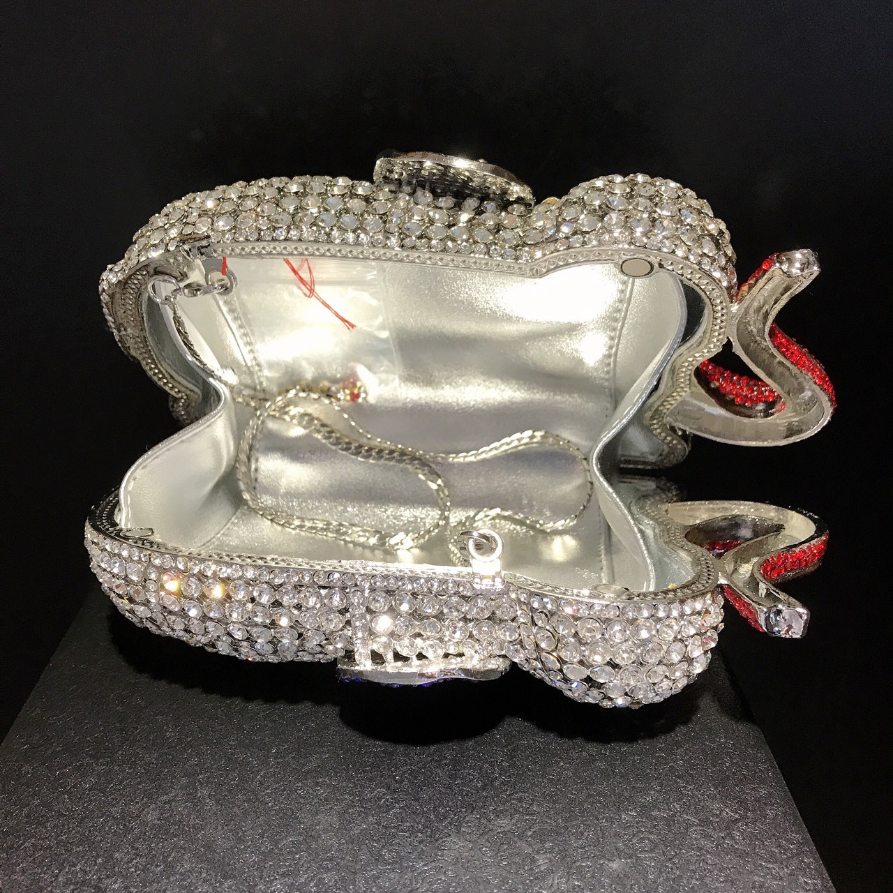 Túi clutch dạ hội hình voi 3D đính đá pha lê phong cách Âu Mỹ — kim cương vàng trên nền vàng chi tiết 6