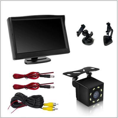 Car display Hd Car-Mounted Display - black-edge-5inch-desktop-light-with-suction-cup-and-adjustable-8-leds