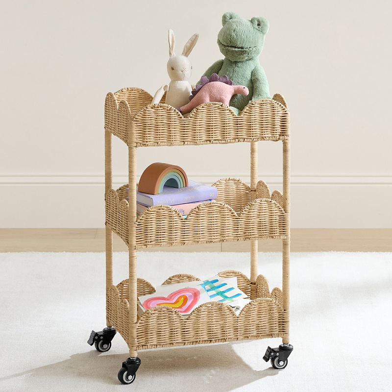 Estante de almacenamiento de baño de tela de caña Estante de almacenamiento multicapa de dormitorio con rodilla móvil de ordenamiento de artículos domésticos tipo de suelo