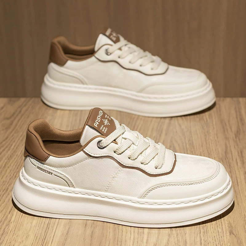 2025 новых летних белых туфель для мужчин, универсальные дышащие туфли для мальчиков, толстая подошва, простые повседневные модные туфли, спортивная обувь для мужчин