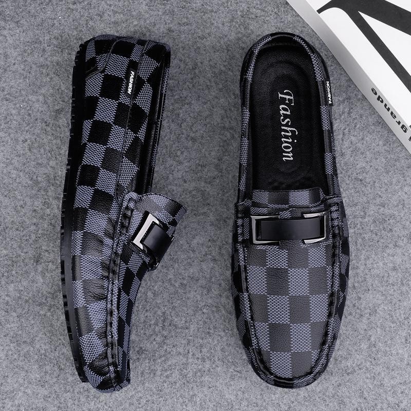 Zapatos de lujo ligero Bean para hombres de cuero genuino 2025 nuevos zapatos de estilo perezoso marca de moda impresión informal británica zapatos Lefour