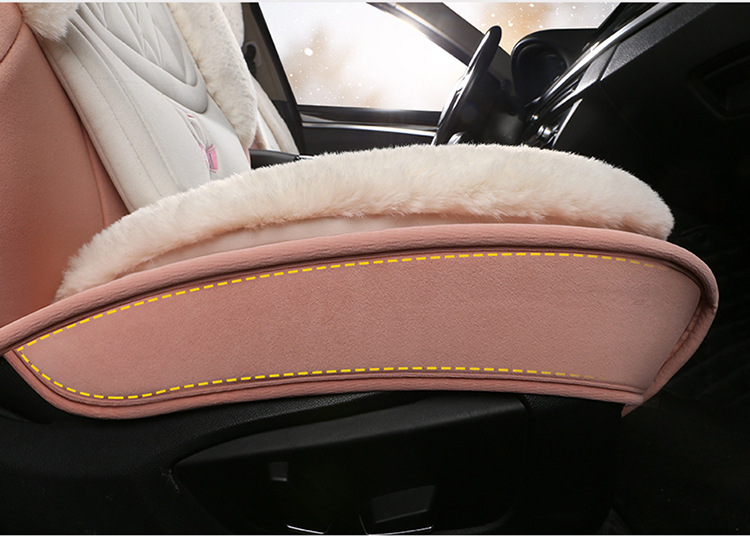 Winter Plush Car Seat Cover, Large Rabbit Fur, Universal for Five Seats, Full Surround, Long Plush, Thickened, Unisex, Warm Seat Cushion