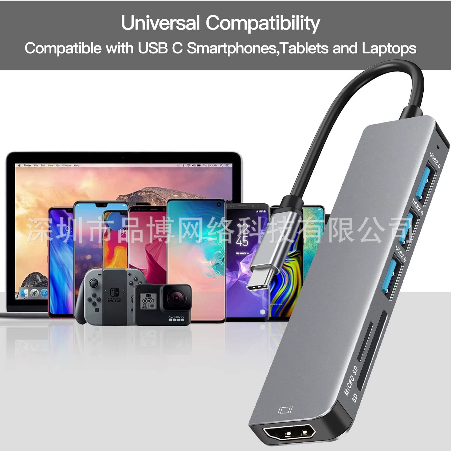 Тип-C к HDMI хаб, шести-один, удлинитель SD/TF, считыватель карт USB 3.0*3, конвертер ноутбука