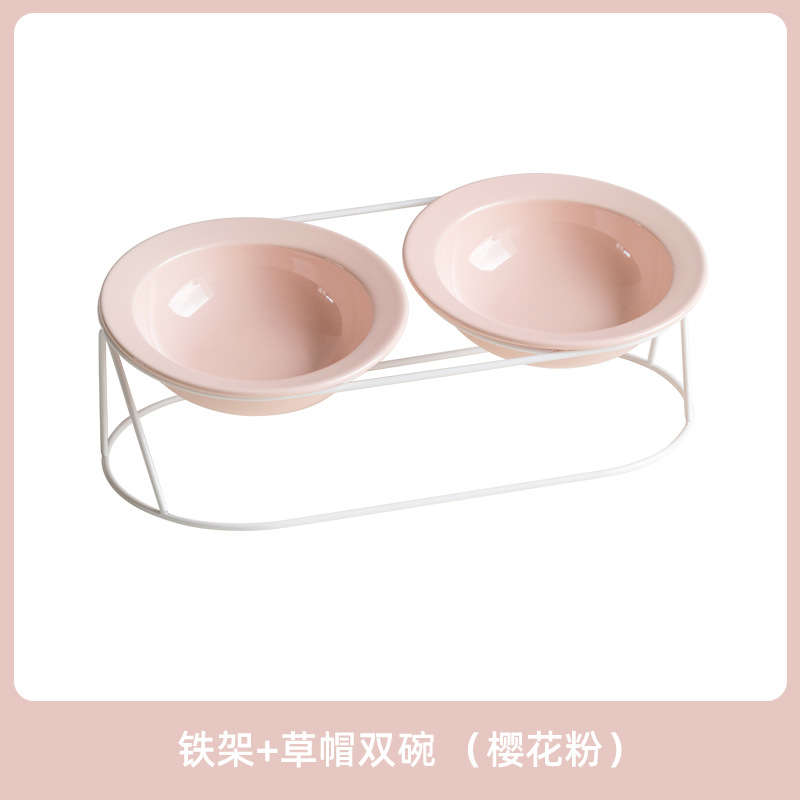 Cerámica inclinada para artículos de mascotas doble cuello protector de cuello para gatos tazón de comida para gatos aumento anti-derroquear tazón de agua para gatos y perros tazón de grano