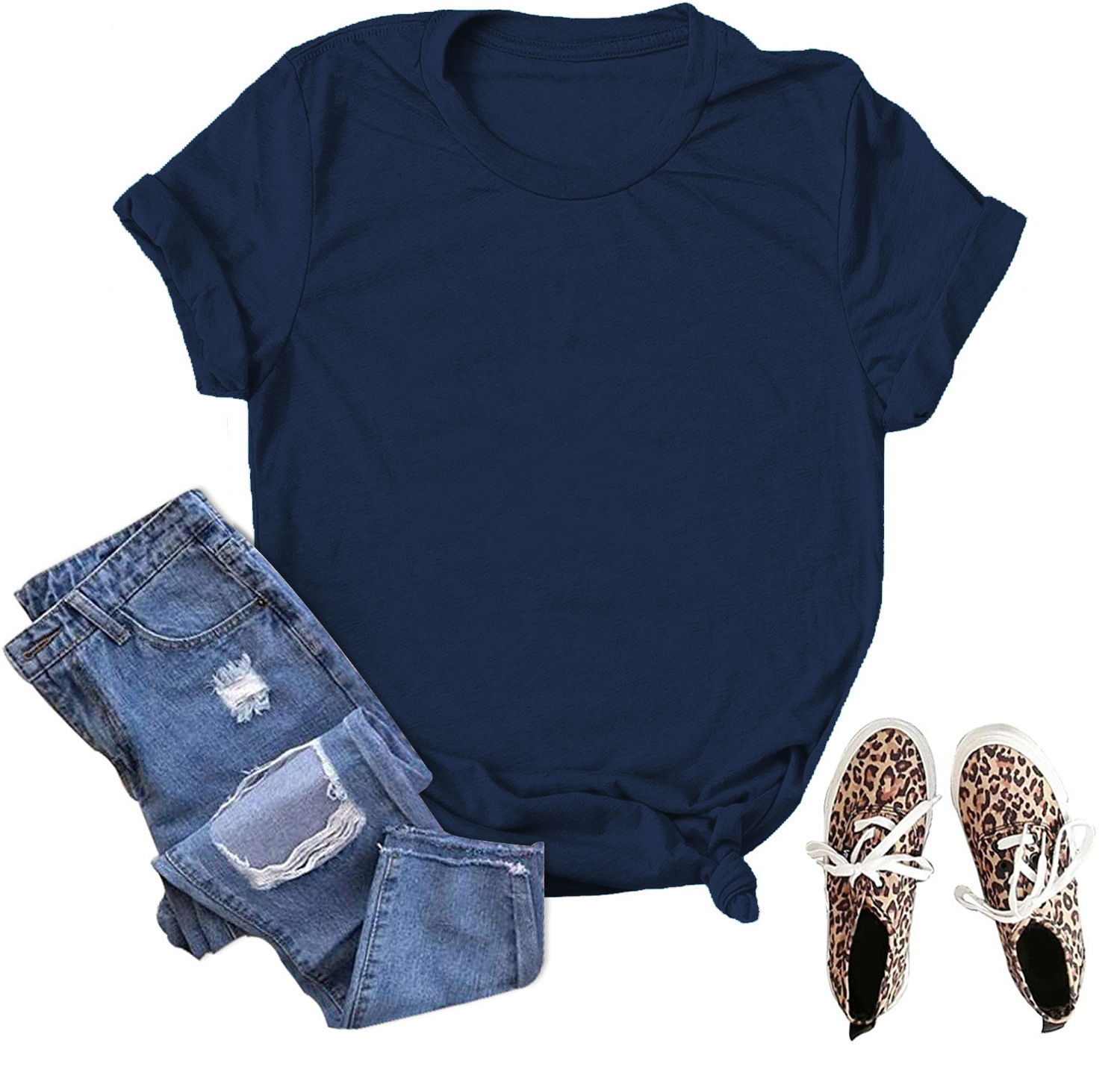 En stock Comercio exterior al por mayor transfronterizo de color sólido en blanco suelta más tamaño manga corta Camiseta hombres y mujeres mismo deseo de Amazon image 23
