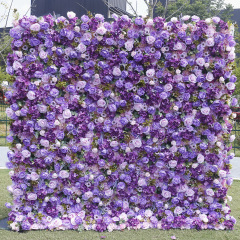 5D紫布底花壁背景壁ネット赤偽花壁結婚祝い装飾結婚式舞台配置屋外活動