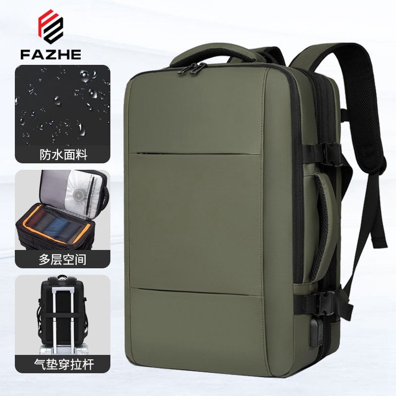 Mochila expandible transfronteriza Mochila impermeable de gran capacidad de alta calidad para hombres Mochila de viaje de 17 pulgadas con separación en seco y húmedo